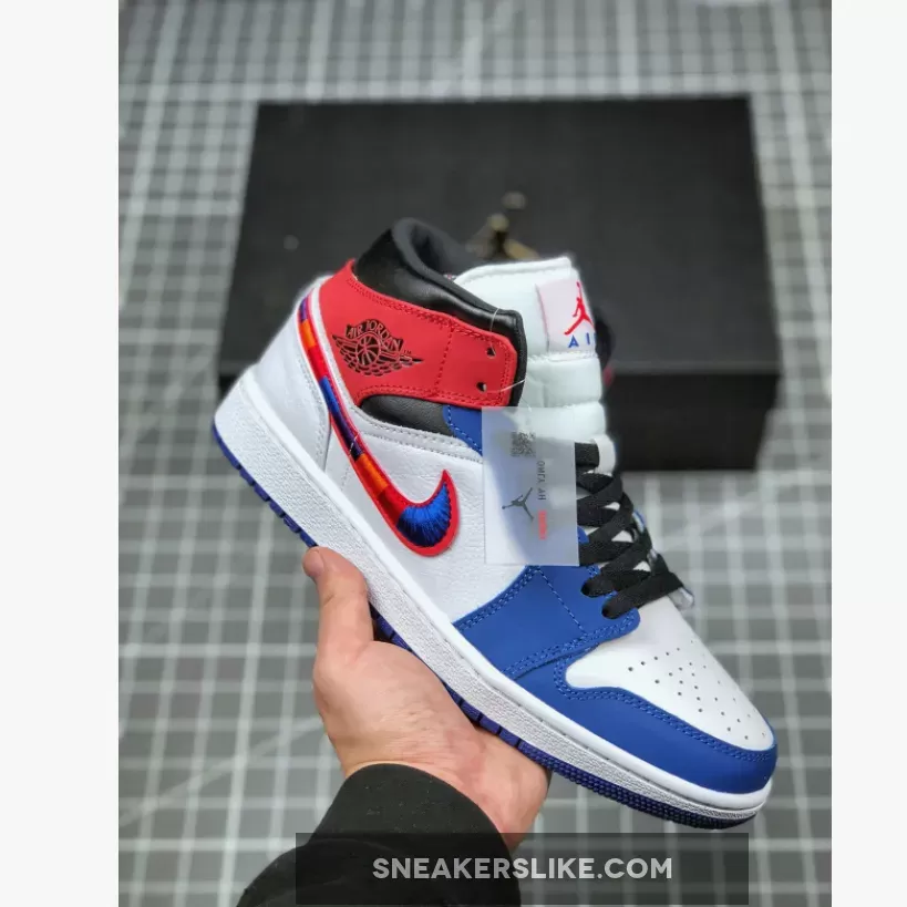 Air Jordan 1 Mid 'Multicolored Embroidered Swooshes' #jordan 1 multi-color swoosh