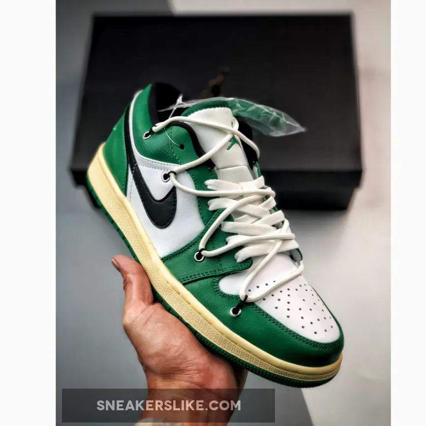 Custom Air Jordan 1 Low Pine Green White / air jordan 1 low custom