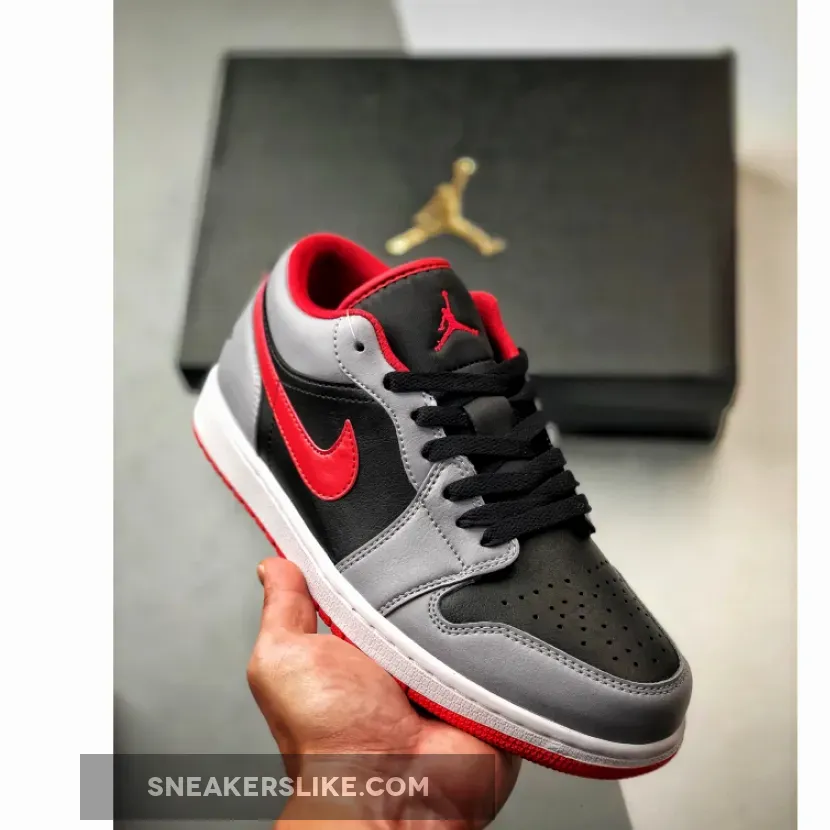 Air Jordan 1 Low Black/Cement Grey-Fire Red
