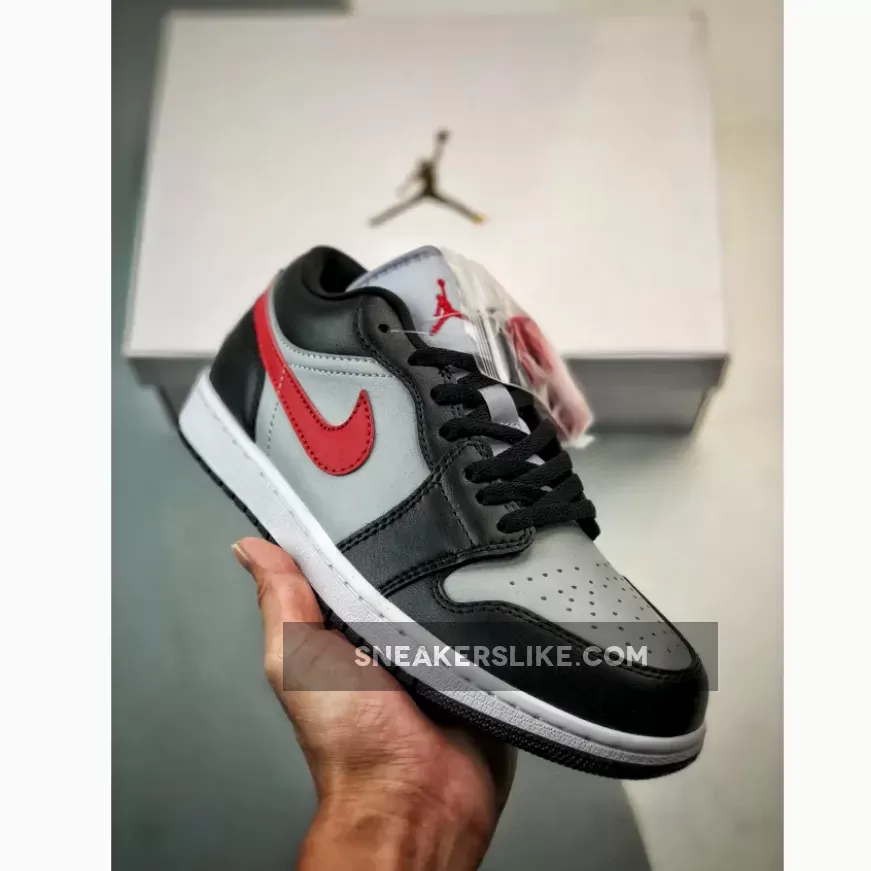 Air Jordan 1 Low Black Grey Fire Red