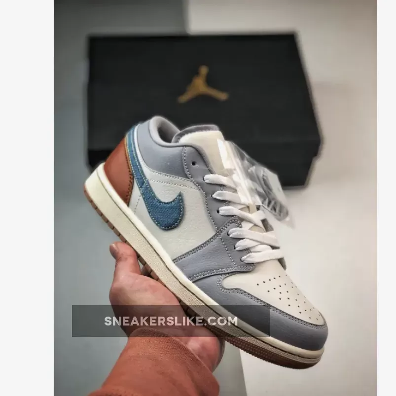 Air Jordan 1 Low "Denim" Phantom/Coconut Milk/Star Blue