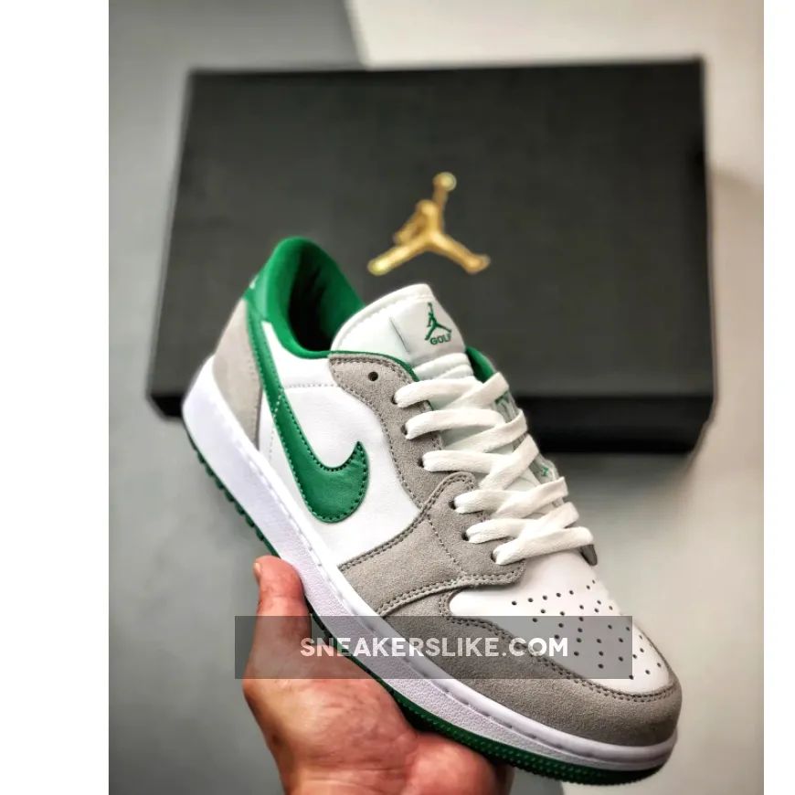 Air Jordan 1 Low Golf White/Pine Green-Light Smoke Grey