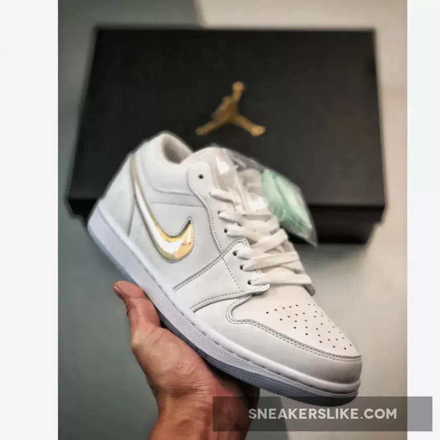 Air Jordan 1 Low GS White Iridescent Glitter