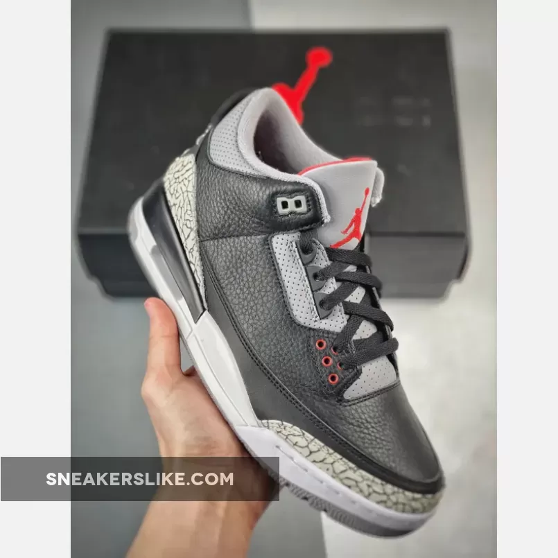 Air Jordan 3 "Black Cement 2024" Black/Fire Red-Cement Grey