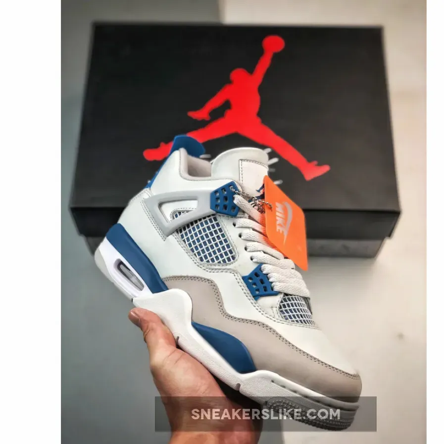 Air Jordan 4 Off-White/Military Blue-Neutral Grey