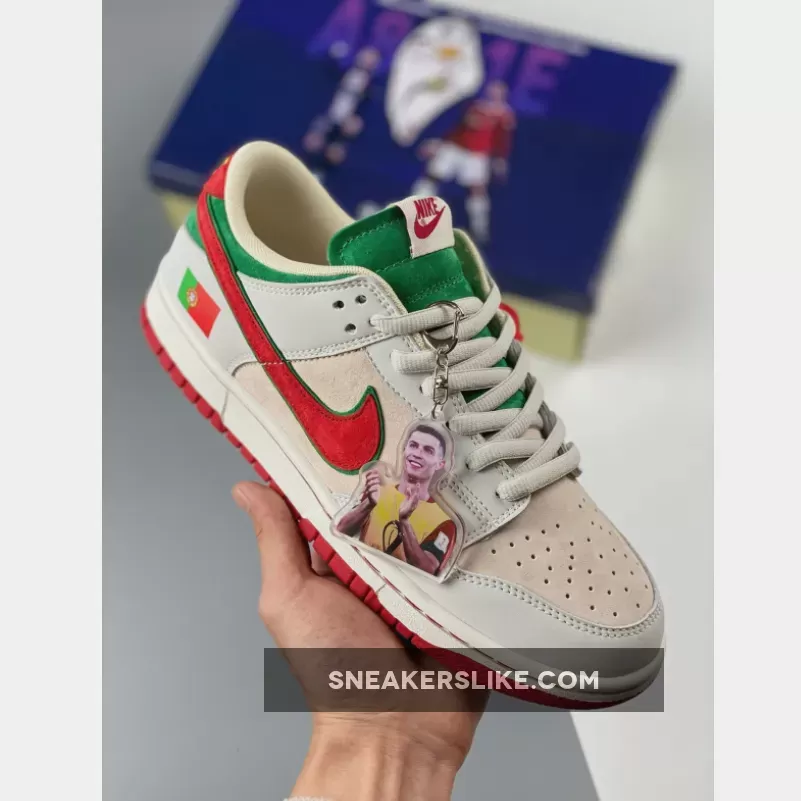 Custom Nike Dunk Low ‘Portugal’ White Grenn Red