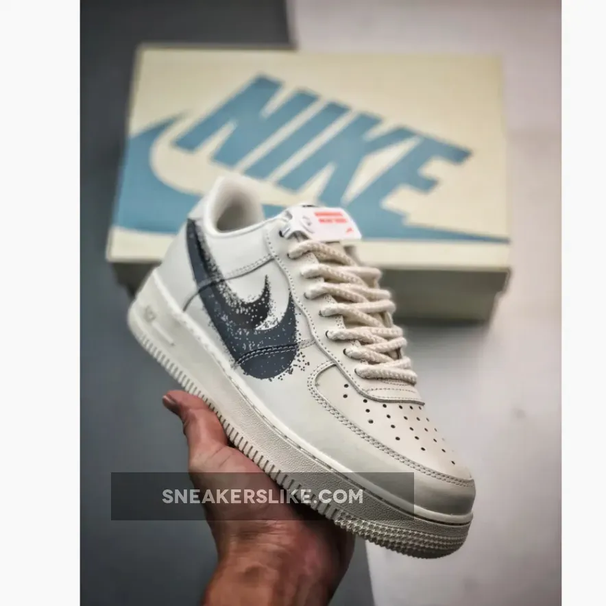 Nike Air Force 1 Low Spray Paint Swooshes White/Black-Grey FD0660-100