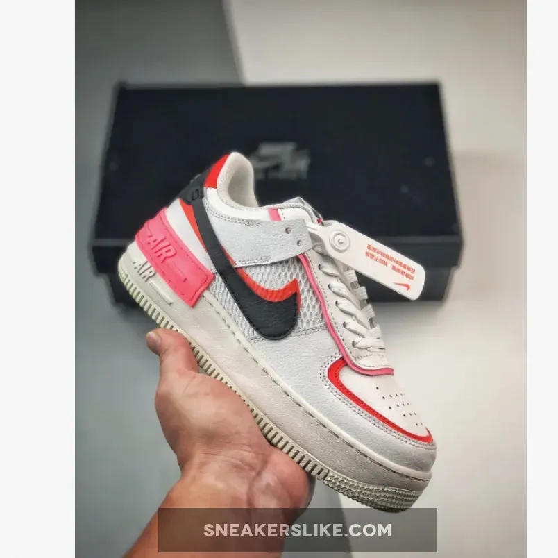 Nike Air Force 1 Shadow White Chile Red Sunset Pulse