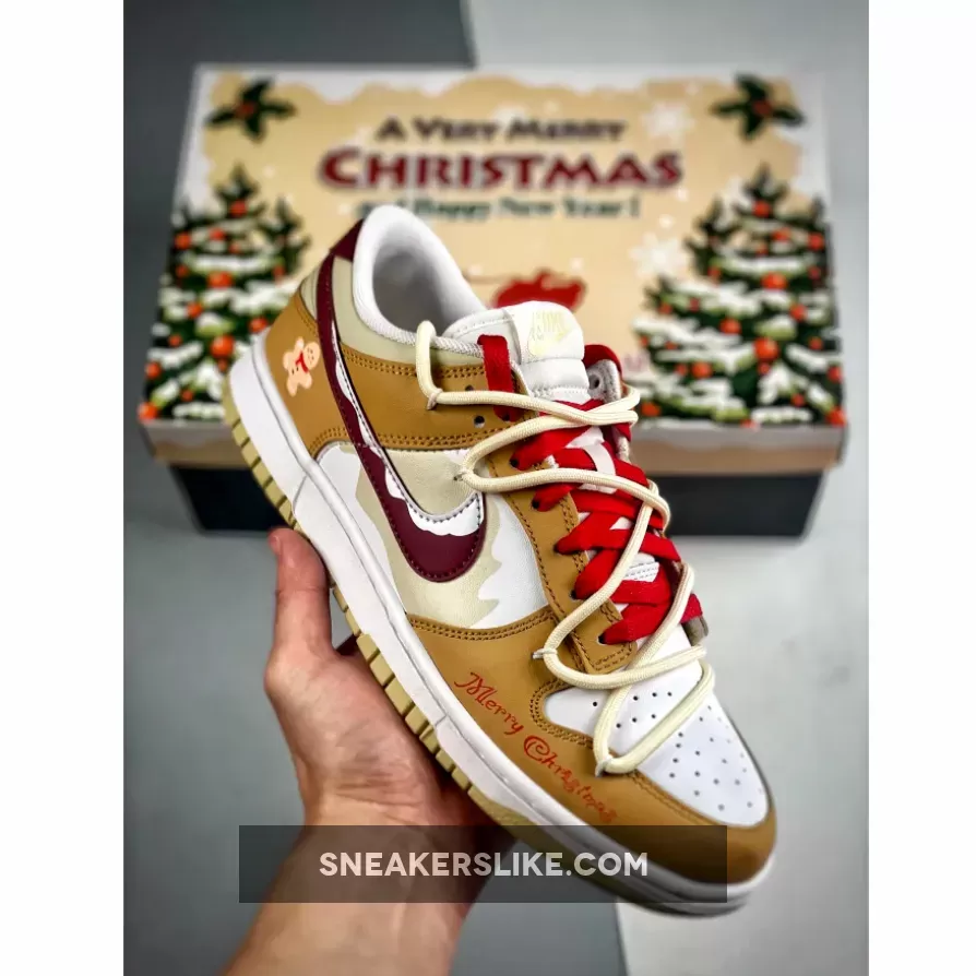Nike Dunk Low ‘Merry Christmas’ Beige White Red